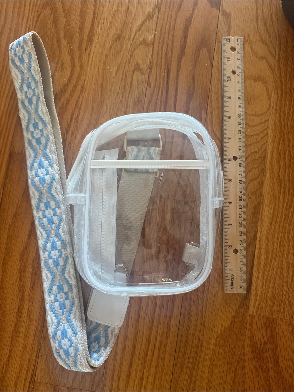 Target Clear Mini Crossbody Bag with Blue and White Strap
